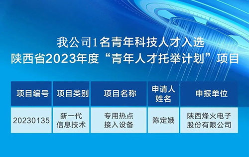 喜讯！我公司1名青年科技人才入选陕西省2023年度“青年人才托举计划”项目